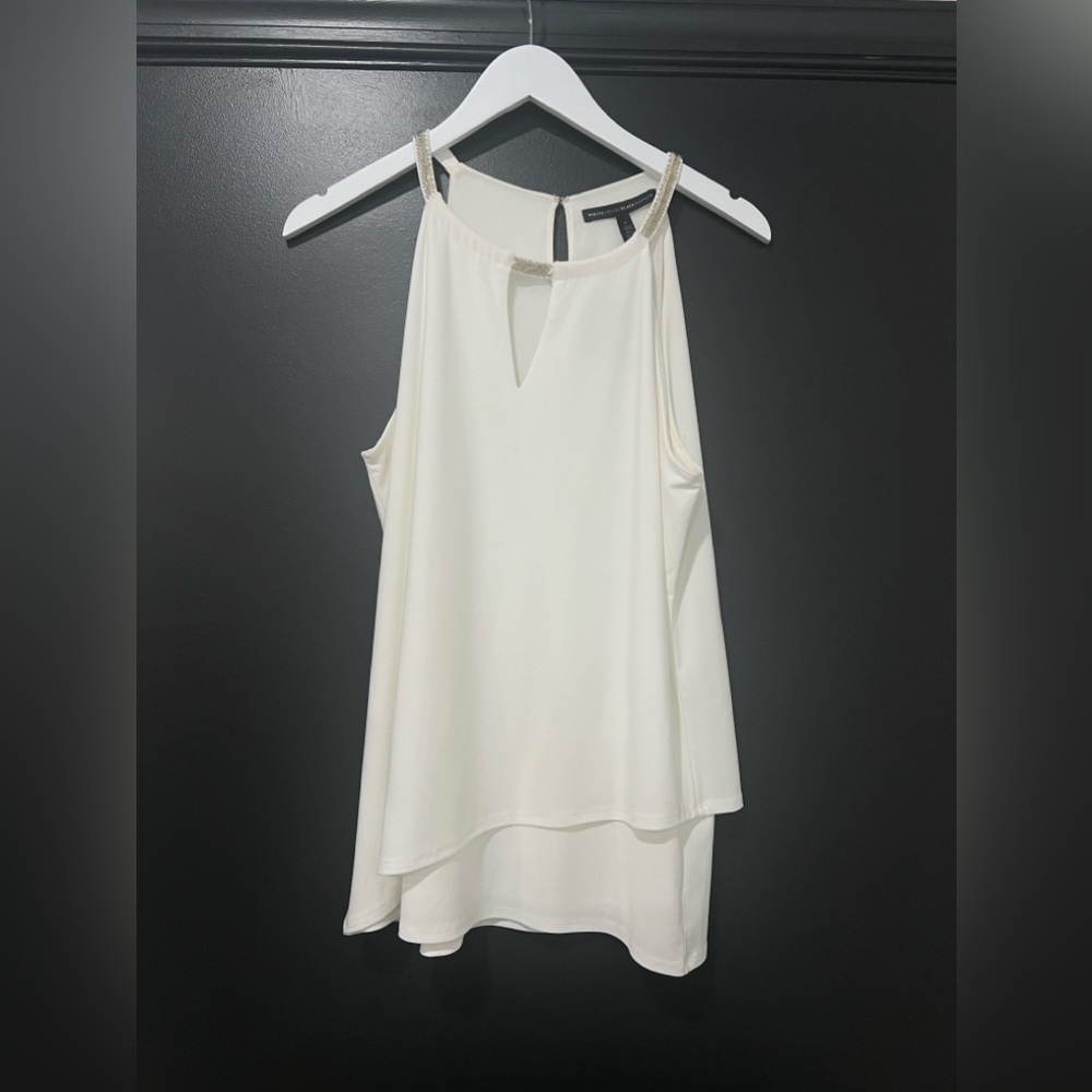 White House Black Market double layer halter- white - size L
